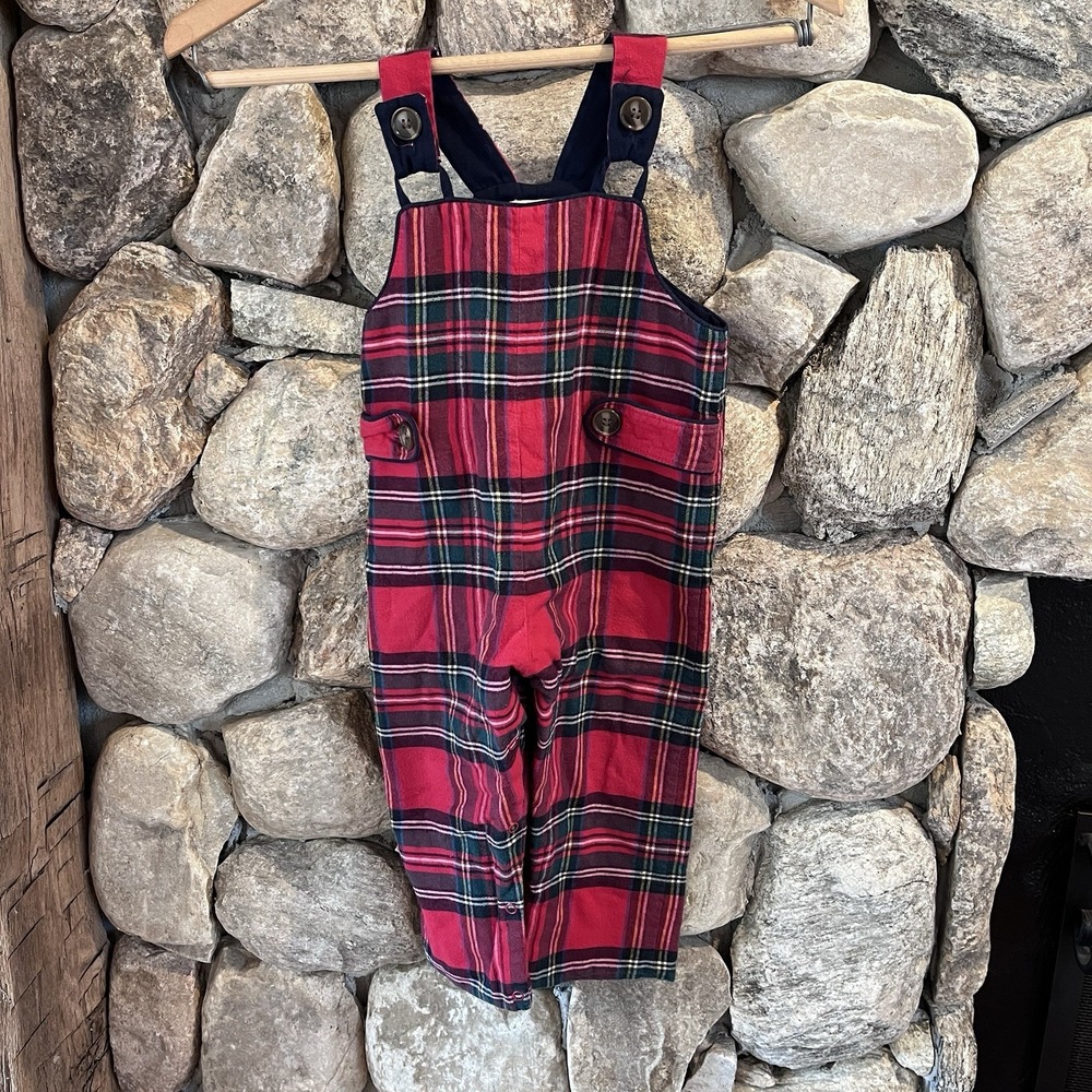 The Beaufort Bonnet Company Overalls 18/24M Red Plaid Holiday Retro Preppy